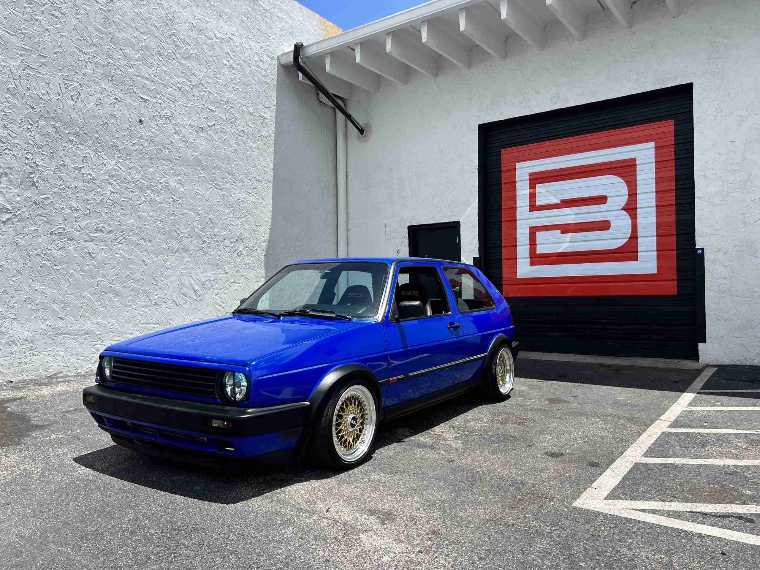 1988 MK2 GTI VR6 Big Turbo – Nogaro Blue – BBS RS – 500HP – Coilovers – COLD AC full