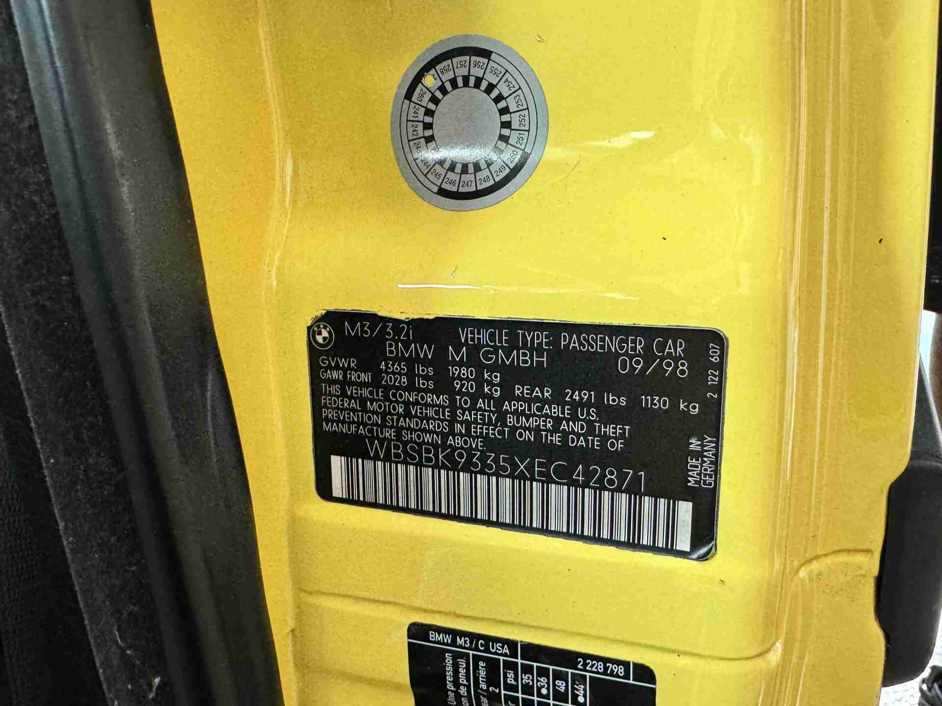 1999 BMW M3 E36 Convertible Rare Dakar Yellow – Only 62K Miles – OEM HARDTOP – 4 Keys – Documented Service full